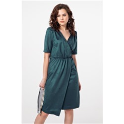 Платье замшевое с запахом темно-зеленое