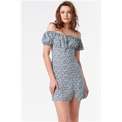 Платье летнее мини приталенное с цветочным принтом