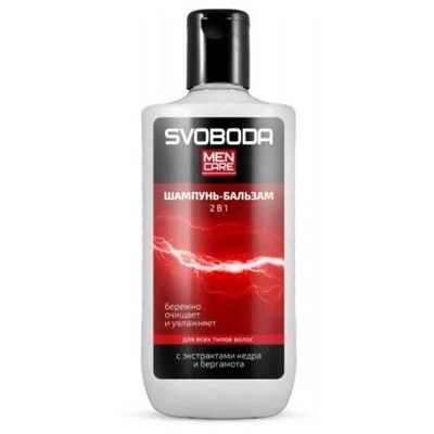 SVOBODA MEN Шампунь-бальзам 2в1 Бодрящий (кедр,бергамот) 300мл