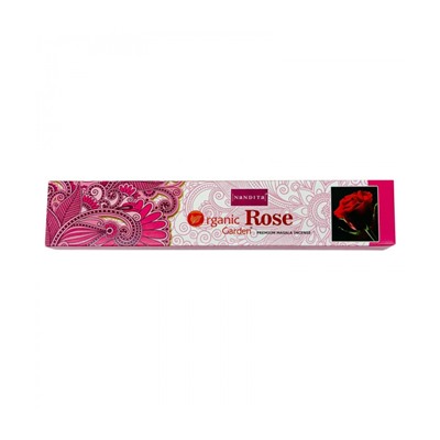 ORGANIC Garden ROSE Premium Masala Incense, Nandita (ОРГАНИК Гарден РОЗА премиум благовония палочки, Нандита), 15 г.