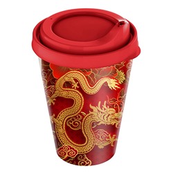 Стакан "IZI-GO" с крышкой 420 мл с декором (красный) 222105906/03