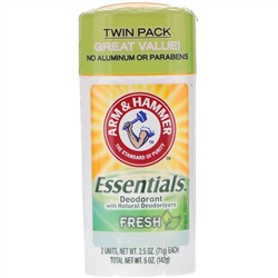Arm & Hammer, Натуральный дезодорант Essentials, свежий, для мужчин и женщин, два в упаковке, по 71 г каждый