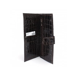 Портмоне женское Croco-ПР-950 с хлястиком натуральная кожа 2 отд,  13 карм,  коричневый крокодил (238)  238495