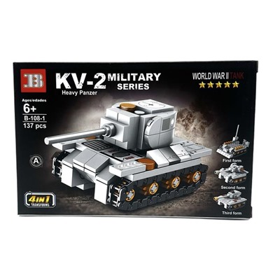 Конструктор MILITARY 4в1 Военная техника Танк 137дет. 25*16см / В-108-1