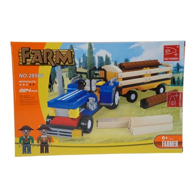 Конструктор Farm 224дет. Трактор с прицепом 32*21см / коробка  28506