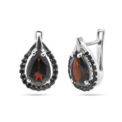 Серьги из серебра гранат, Элла