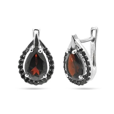 Серьги из серебра гранат, Элла