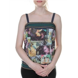 817-16 Топ в джинсовом стиле женский (65% хлопок, 35% эластан) размер свободный 42-44