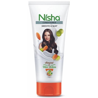 Smooth & Silky CONDITIONER ALMOND & OLIVE ACTIVES, Nisha (КОНДИЦИОНЕР для гладкости и шелковистости волос МИНДАЛЬ И ОЛИВКА, Ниша), тюбик, 180 мл.