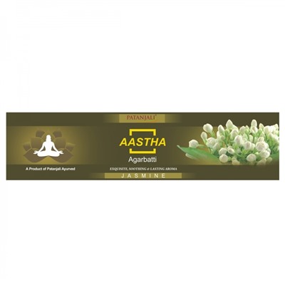 Aastha agarbatti JASMINE, Patanjali (Аастха благовония ЖАСМИН, Патанджали), пакет, 18 палочек.