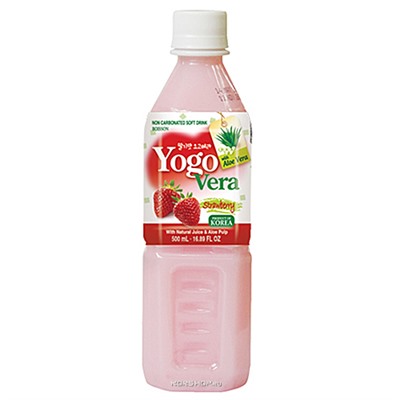 Напиток негазированный Алоэ и Клубника "Yogovera Strawberry" Корея 500 мл