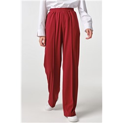 Брюки трикотажные прямые на резинке со стрелками красные