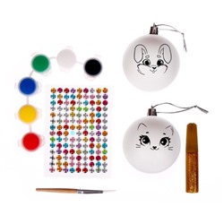 Набор для творчества. Новогодние шары под раскраску «Зимнее чудо», набор 2 шт