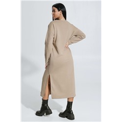 Платье длинное из футера в цвете капучино