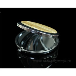 Сувенирное зеркальце с ониксом, круглое, золотистое, в коробочке