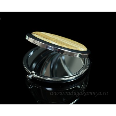Сувенирное зеркальце с ониксом, круглое, золотистое, в коробочке