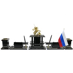 Настольный набор из обсидиана "Георгий Победоносец" 1000*360*340мм
