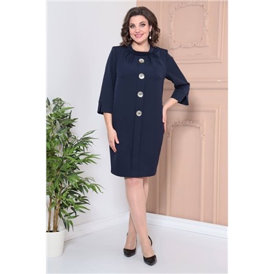 Moda Versal П2364 т.синий+пуговицы_серебро, Платье