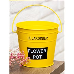 Кашпо-ведро для цветов металлическое, FLOWER POT, желтый