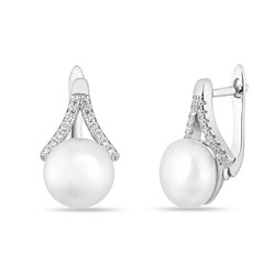 Серьги из серебра жемчуг, МЖВ390