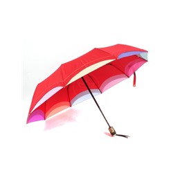 Зонт женский ТриСлона-L 3110 B/B,  R=58см,  суперавт;  10спиц,  3слож,  эпонж,  черный каркас,  красный/радуга 249149