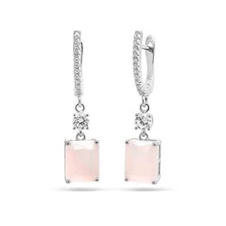 Серьги из серебра розовый кварц, МЦВ2005