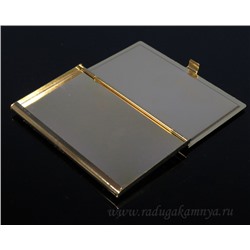 Визитница карманная с камнем амазонит, золотистая