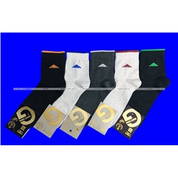 5 ПАР - Золотая игла носки мужские укороченные спортивные с -1010 с лайкрой ТЕМНО-СЕРЫЕ