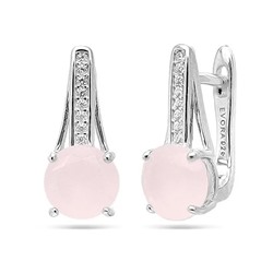 Серьги из серебра розовый кварц, МЦВ150