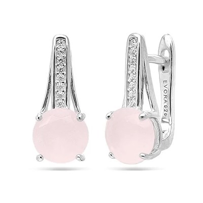 Серьги из серебра розовый кварц, МЦВ150