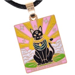 Кулон Tarot ЧЕРНАЯ КОШКА ВЕРХОВНАЯ ЖРИЦА - The High Priestess, на шнуре (металл, размер 2,4*2 см.), 1 шт.