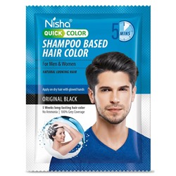 Shampoo Based Hair Color ORIGINAL BLACK Nisha Quick Color (Краска-шампунь для быстрой окраски волос ЦВЕТ ЧЁРНЫЙ, Ниша), 20 мл.