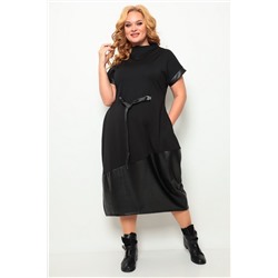 Michel chic 2066 черный+кожа, Платье