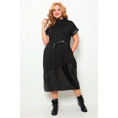 Michel chic 2066 черный+кожа, Платье