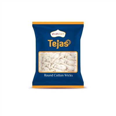 TEJAS Round Cotton Wicks, Shubh Kart (ТЕДЖАС круглые фитили из хлопка, Шубх Карт), 7-10 г.