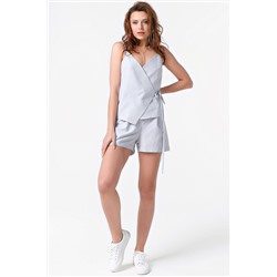 Костюм летний с топом и шортами серый меланж