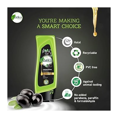Vatika SPANISH OLIVE Strengthening Conditioner, Dabur (Ватика ИСПАНСКАЯ ОЛИВКА Кондиционер УКРЕПЛЕНИЕ для тусклых и ослабленных волос, Дабур), 200 мл.