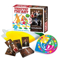 Игра 2в1 Твистер "Гигант" +  Мафия "Ночное безмолвие" (поле 130*240см) 03660 Русский стиль РОССИЯ