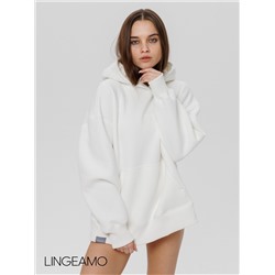 Женский худи оверсайз из футера с начесом Lingeamo молочный ВК-24 (131)
