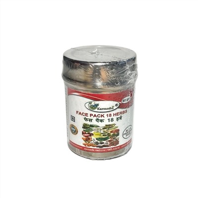 Face Pack 18 HERBS, SLS & Paraben Free, Karmeshu (Антибактериальная маска для лица НИМ, БАЗИЛИК И МЯТА, БЕЗ Сульфатов и Парабенов, Кармешу), 60 г.