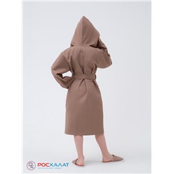 Детский вафельный халат с капюшоном коричневый В-07 (21)