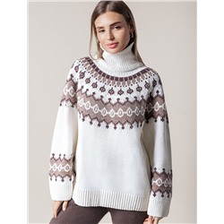 Джемпер фактурной вязки из хлопка с акрилом