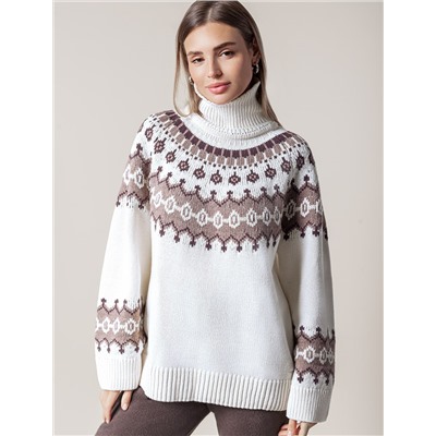 Джемпер фактурной вязки из хлопка с акрилом