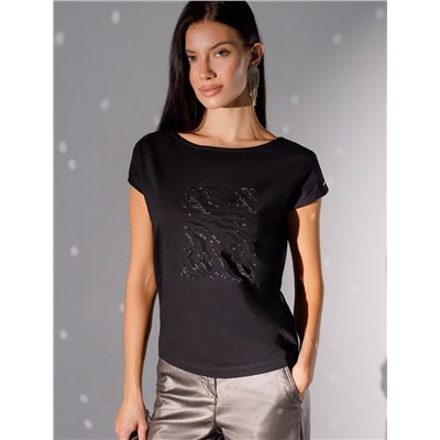 Нарядная футболка с принтом пайетками