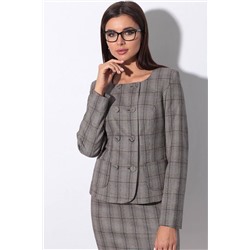 LeNata 22915 коричн.с-син.-клетка-с-юбкой-в-клетку, Юбка,  Жакет