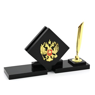Мини прибор из долерита с гербом "Ромб" 170*45*90мм