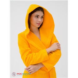 Махровый женский укороченный халат с капюшоном Желтый МЗ-01 (71)