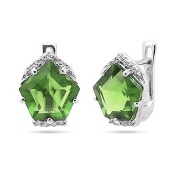Серьги из серебра султанит, Диамонд
