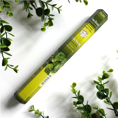 Flute PATCHOULI Incense Sticks, Cycle (ПАЧУЛИ ароматические палочки, Травяной и зелёный, Сайкл), шестигранник 20 палочек.