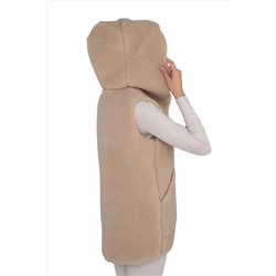 Жилет ЭКО с КАПЮШОНОМ бежевый